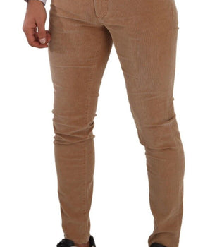 Dolce & Gabbana Brown Corduroy Cotton Skinny Slim Fit Jeans