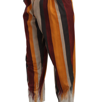 Dolce & Gabbana Multicolor Striped Cotton Tapered Trouser Pants