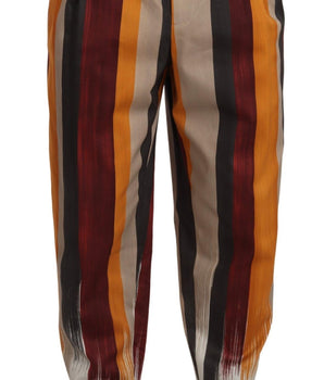 Dolce & Gabbana Multicolor Striped Cotton Tapered Trouser Pants
