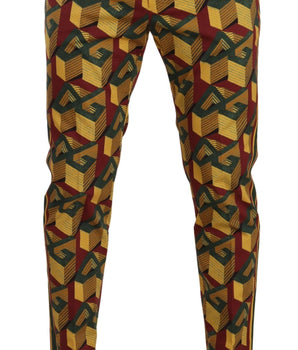 Dolce & Gabbana Multicolor Logo Mania Cotton Tapered Trouser Pants