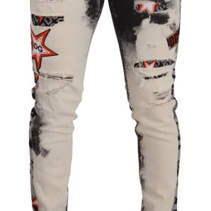 Dolce &amp; Gabbana Chic Slim Fit Star Motif Denim Jeans