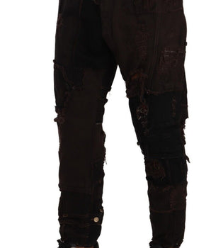 Dolce & Gabbana Brown Cotton Distressed Regular Denim Jeans