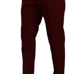 Dolce &amp; Gabbana Elegante pantalón chino de vestir rojo oscuro para hombre