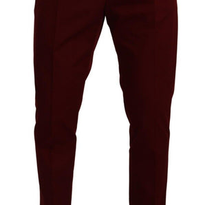 Dolce &amp; Gabbana Elegante pantalón chino de vestir rojo oscuro para hombre