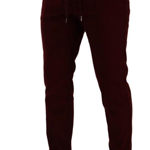 Dolce & Gabbana Elegant Bordeaux Velvet Dress Trousers