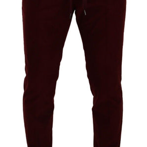 Dolce &amp; Gabbana Elegant Bordeaux Velvet Dress Trousers