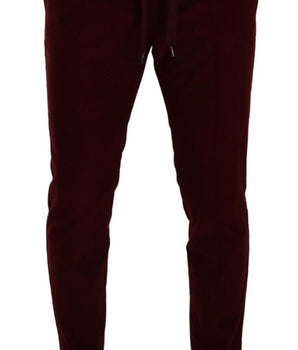 Dolce & Gabbana Bordeaux Velvet Mens Formal Trouser Dress Pants