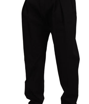 Dolce & Gabbana Black Cotton High Waist Men Trouser Dress Pants
