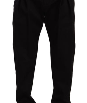 Dolce & Gabbana Black Cotton High Waist Men Trouser Dress Pants