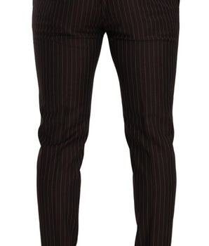 Dolce & Gabbana Brown Striped Wool Formal Trouser Dress Pants