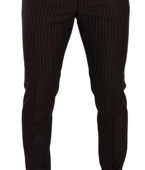 Dolce & Gabbana Brown Striped Wool Formal Trouser Dress Pants