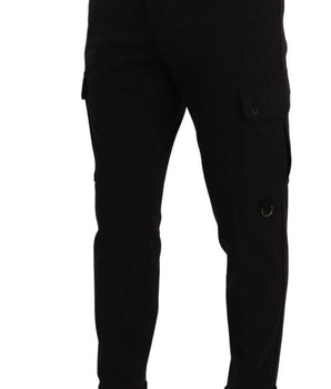 Dolce & Gabbana Black Viscose Cargo Skinny Men Trouser Pants
