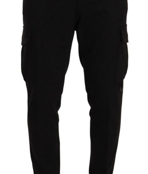 Dolce & Gabbana Black Viscose Cargo Skinny Men Trouser Pants