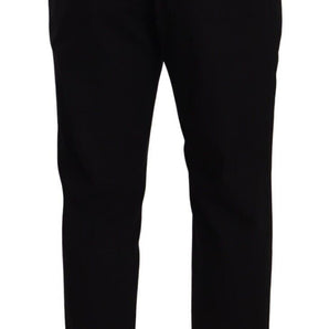 Dolce &amp; Gabbana Pantalón chino elegante de algodón negro cónico