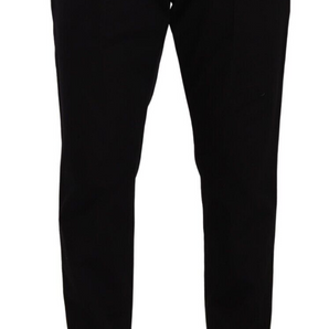 Dolce &amp; Gabbana Pantalón chino elegante de algodón negro cónico