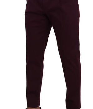 Dolce & Gabbana Purple Cotton Tapered Chinos Dress Pants