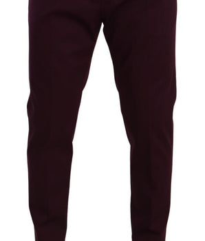 Dolce & Gabbana Purple Cotton Tapered Chinos Dress Pants