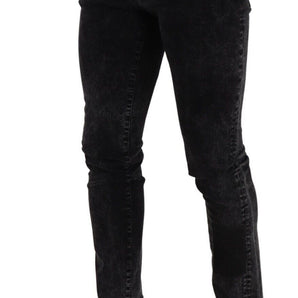 Dolce &amp; Gabbana Sleek Slim-Fit Designer Jeans in Black Gray