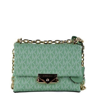 Michael Kors Cece Small Sea Green Signature PVC Convertible Flap Crossbody Bag
