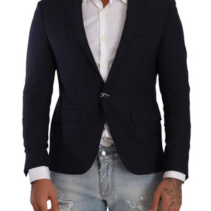 Domenico Tagliente Elegant Slim Fit Dark Blue Blazer