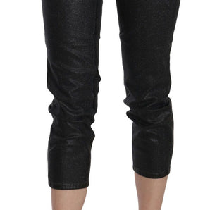 John Galliano Chic Black Mid Waist Cropped Jeans