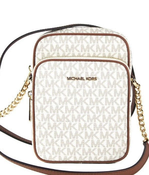 Michael Kors Jet Set Medium Vanilla PVC North South Chain Crossbody Handbag