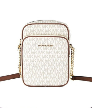 Michael Kors Jet Set Medium Vanilla PVC North South Chain Crossbody Handbag