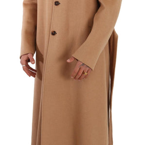 Dolce & Gabbana Opulent Beige Shearling-Collar Overcoat