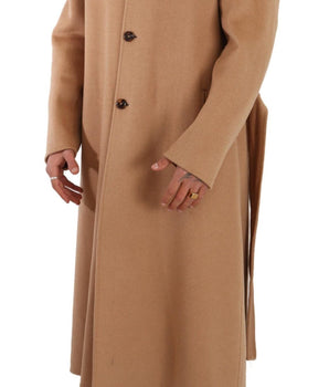 Dolce & Gabbana Beige Camel Skin Cashmere Shearling Overcoat Jacket