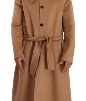 Dolce & Gabbana Beige Camel Skin Cashmere Shearling Overcoat Jacket