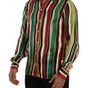 Dolce &amp; Gabbana Camisa Elegante Mezcla De Seda A Rayas Multicolor