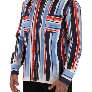 Dolce &amp; Gabbana Elegant Striped Cotton Shirt with Pockets