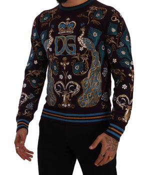 Dolce & Gabbana Bordeaux Cashmere DG Crown Embroidered Sweater