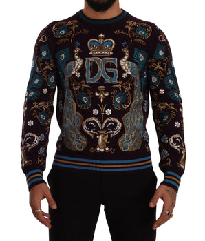 Dolce & Gabbana Bordeaux Cashmere DG Crown Embroidered Sweater