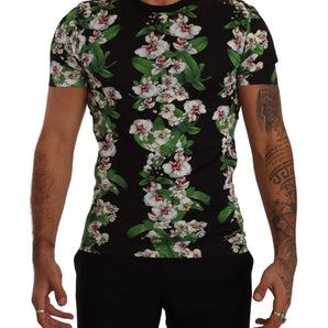 Dolce &amp; Gabbana Elegante camiseta floral con cuello redondo para hombre