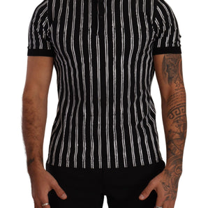 Dolce &amp; Gabbana Elegant Striped Polo T-Shirt in Black