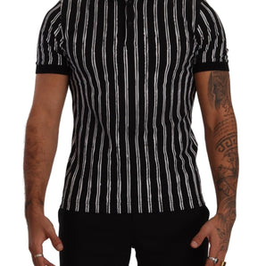 Dolce & Gabbana Elegant Striped Polo T-Shirt in Black