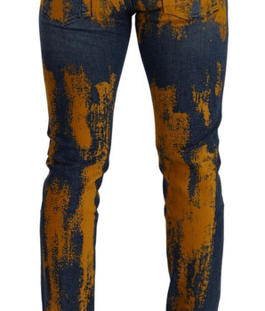 Dolce & Gabbana Blue Yellow Dye Cotton Skinny Men Denim Jeans