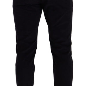 Dolce &amp; Gabbana Pantalones de pana de lujo de corte slim en azul oscuro