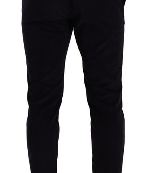 Dolce & Gabbana Blue Cotton Skinny Corduroy Trouser Pants