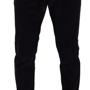 Dolce &amp; Gabbana Pantalones de pana de lujo de corte slim en azul oscuro