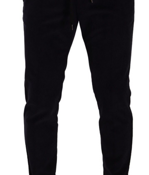 Dolce & Gabbana Blue Cotton Skinny Corduroy Trouser Pants
