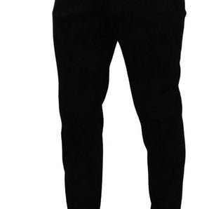 Dolce &amp; Gabbana Elegant Slim Fit Dress Pants in Black Brocade