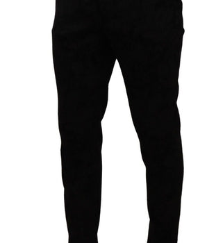 Dolce & Gabbana Black Brocade Skinny Formal Trouser Dress Pants