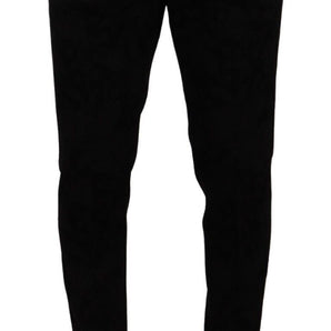 Dolce &amp; Gabbana Elegant Slim Fit Dress Pants in Black Brocade