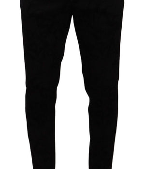 Dolce & Gabbana Black Brocade Skinny Formal Trouser Dress Pants