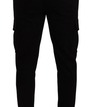 Dolce & Gabbana Black Viscose Skinny Cargo Trouser Pants