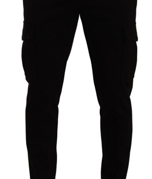 Dolce & Gabbana Black Viscose Skinny Cargo Trouser Pants