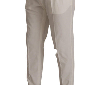 Dolce &amp; Gabbana Elegantes pantalones cónicos de pana en blanco roto