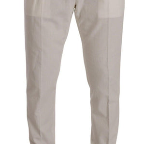 Dolce &amp; Gabbana Elegant Tapered Corduroy Pants in Off White